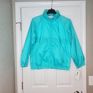 NWT CS Vintage 90s Teal Insulated Hidden Hood Sporty Windbreaker Jacket